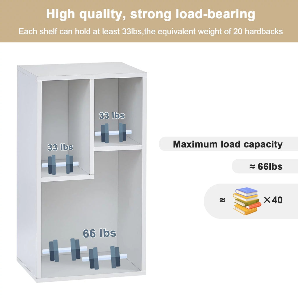 White 2-Tier Wood Bookcase Set of 2 V222