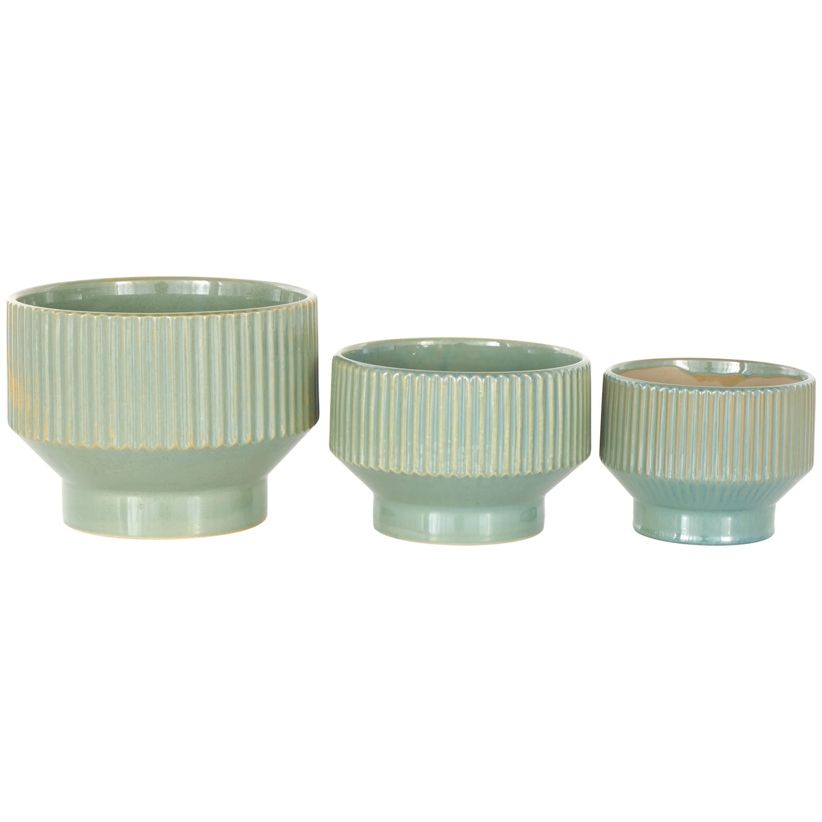Green Ceramic Planter, 3 Count I813