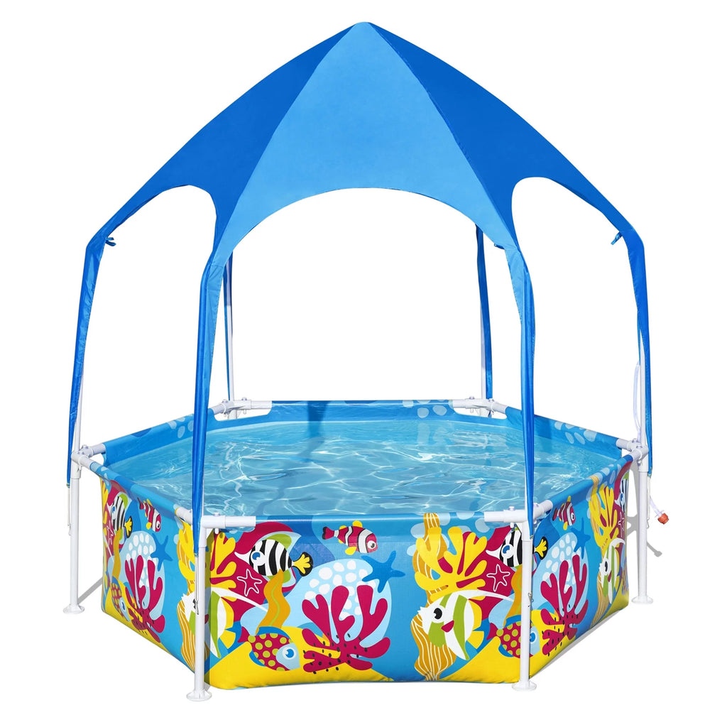 6' x 20 Above Ground Round Swimming Pool with Canopy O781080