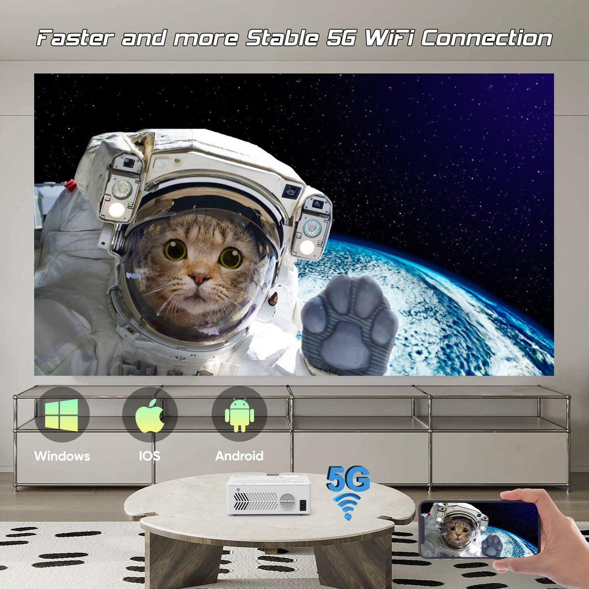 4K Supported Native 1080P Video Projector with 100" Screen K336314