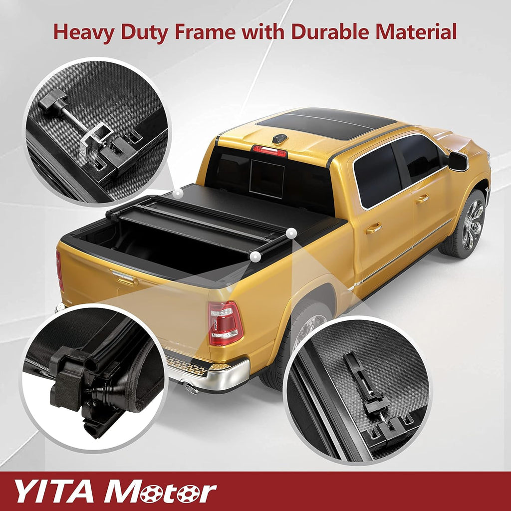 Soft Tri-fold Truck Bed Tonneau Cover for 2019-2022 Chevy Silverado/GMC Sierra 1500, 6.6 ft Bed P724027