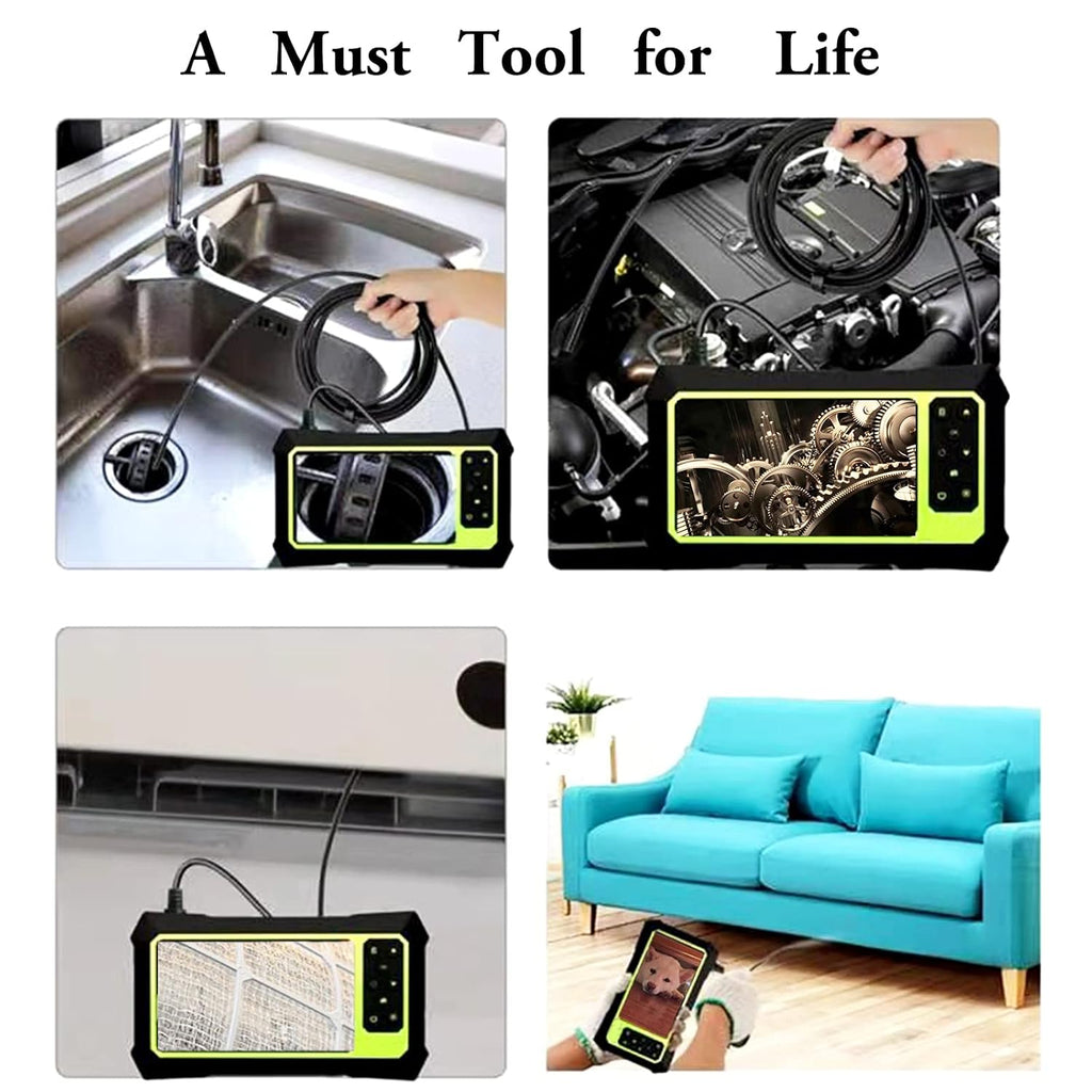 Dual Lens Video Endoscope Camera with Lights, 1080P Borescope Inspection Camera, 8 mm IP67 Waterproof, 16.5FT Semi-Rigid Cable, 32GB Card O381