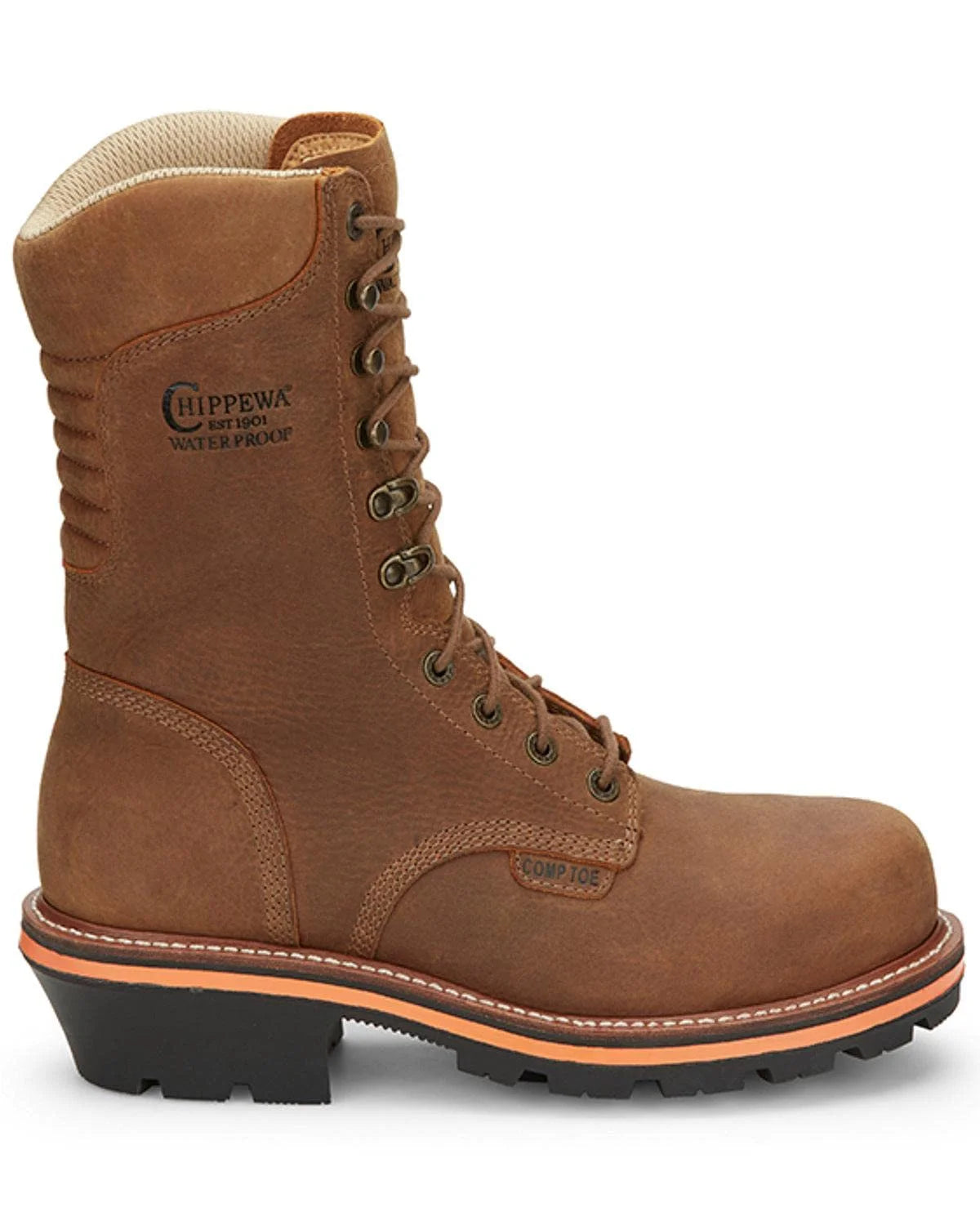 Brown Waterproof Composite Toe Insulated Lace-Up Work Boots J80988
