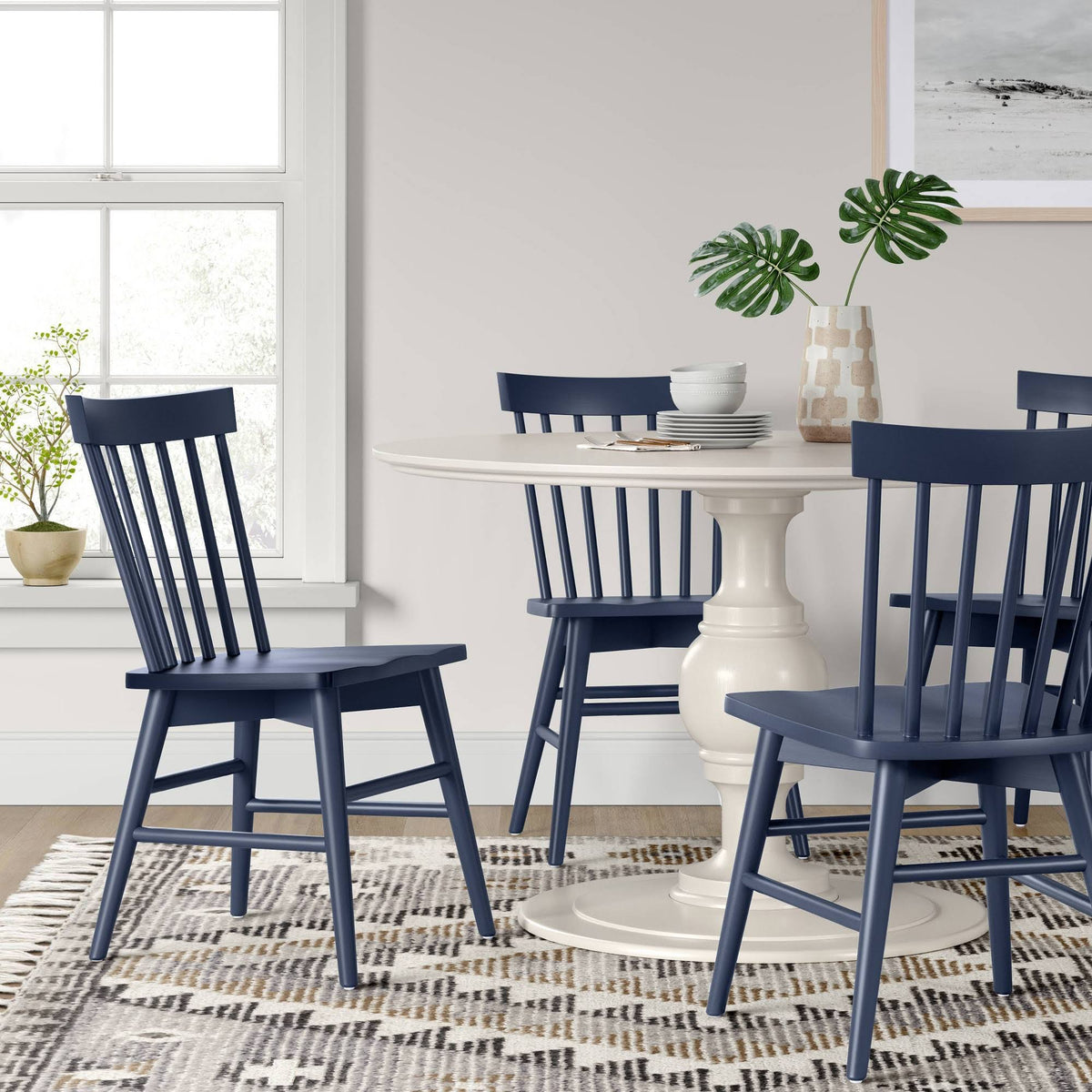 Set of 2 Dark Blue Windsor Dining Chair S20071