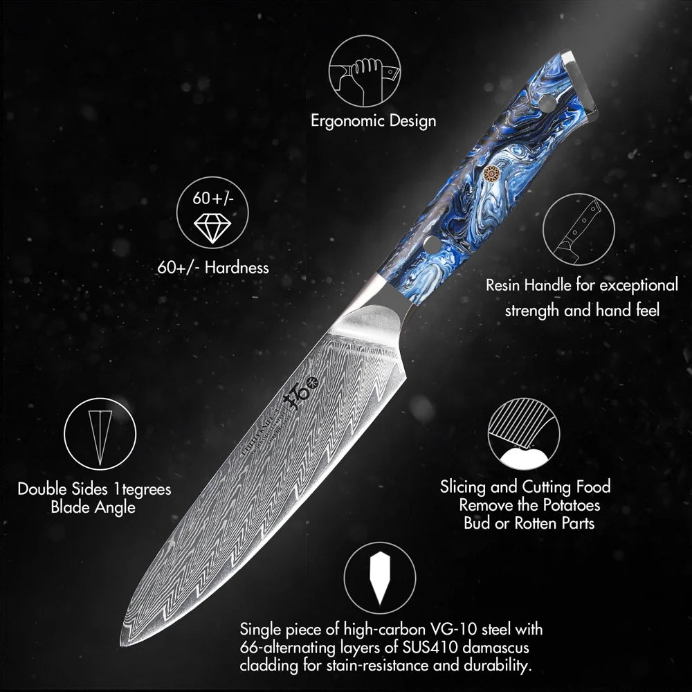 6x Japanese VG10 Damascus Steel Knife Block Set D3518