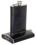 Black Leather Stainless Steel 8oz Hip Flask I187397