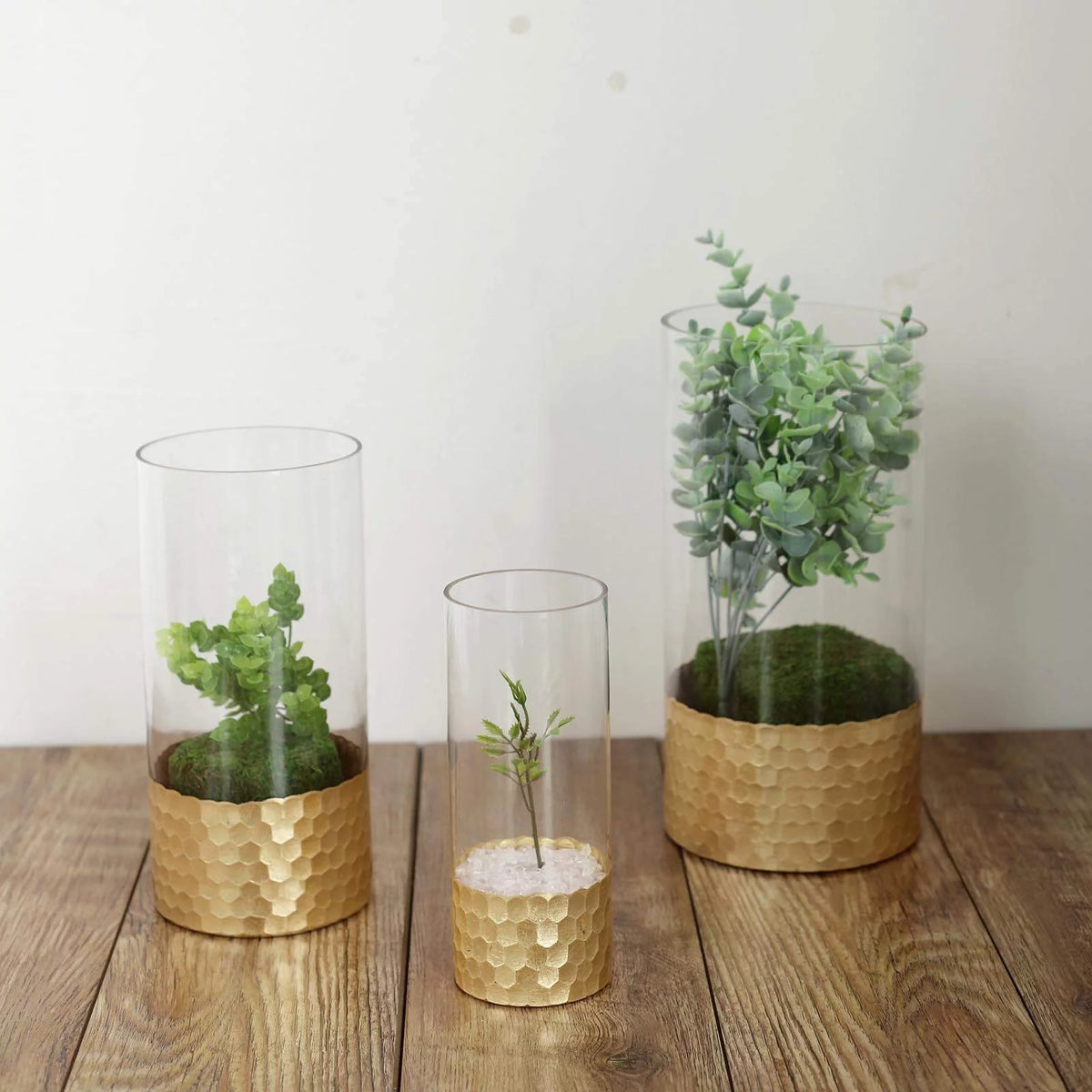 Set of 3 Glass Cylinder Vases 8" 10" 12" L510810