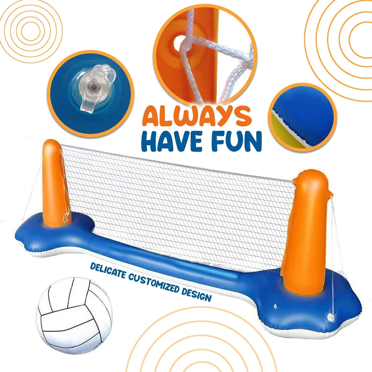2-in-1 Inflatable Pool Basketball Hoop and Volleyball Set with Pool Net, Weight Bags Z7194