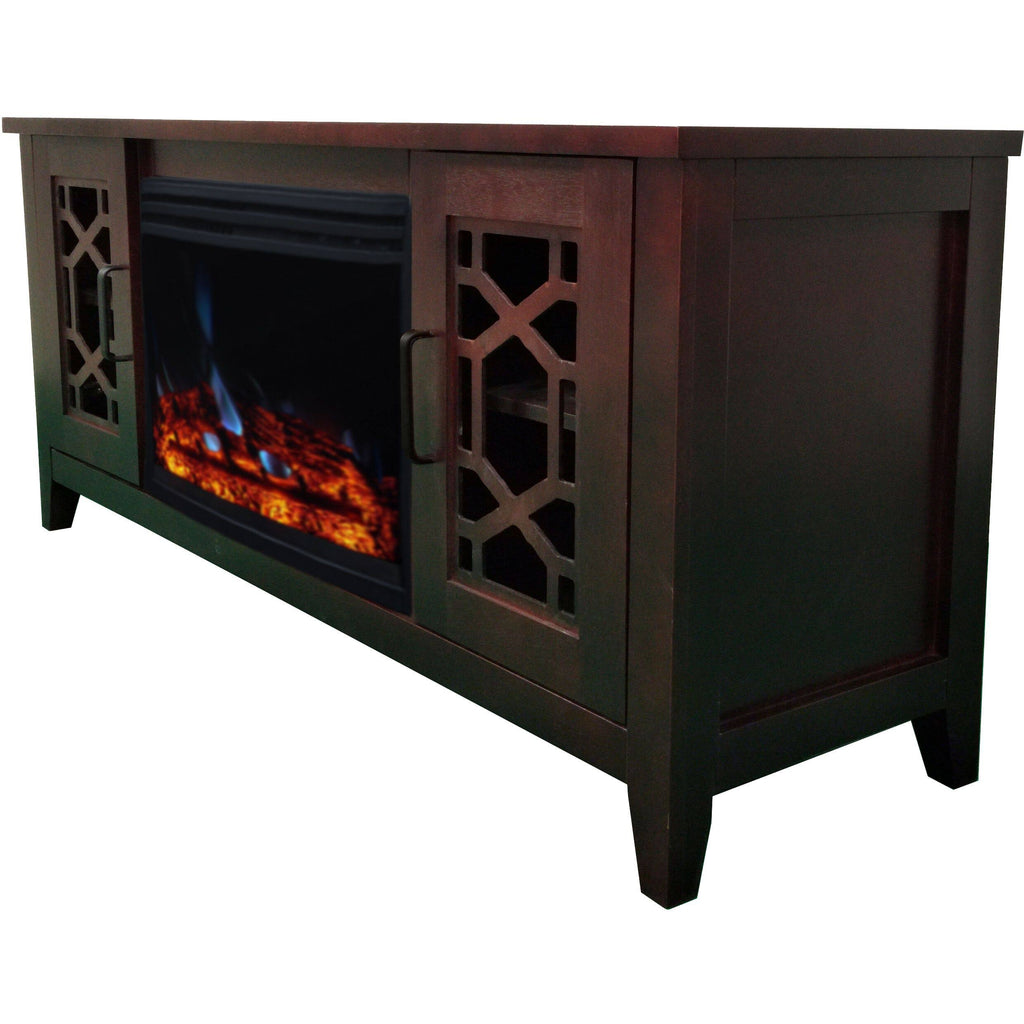 Mahogany Mid-Century Modern Electric Fireplace with Multi-Color Log Insert R6200