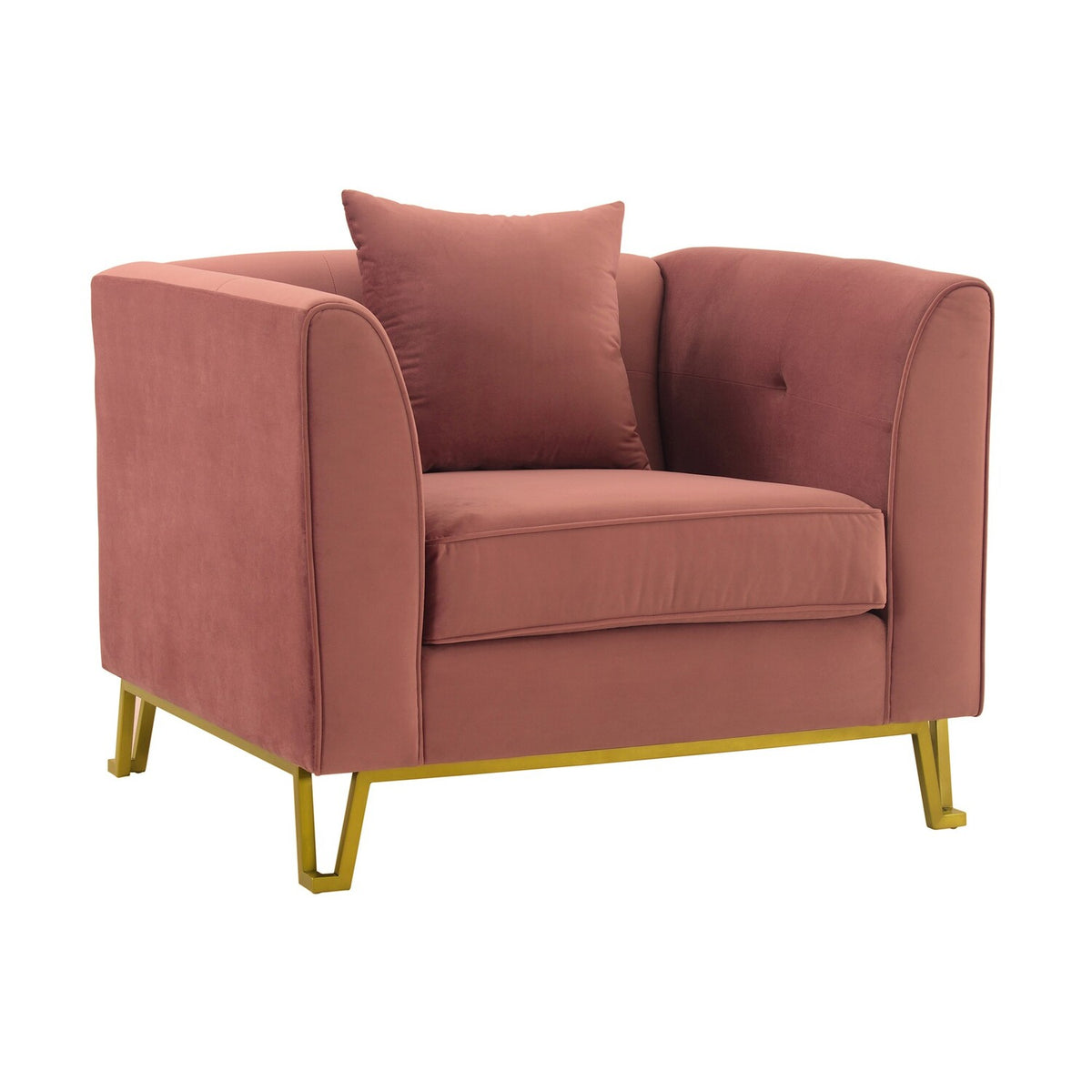Blush Fabric Upholstered Accent Chair with Brushed Gold Legs B16516