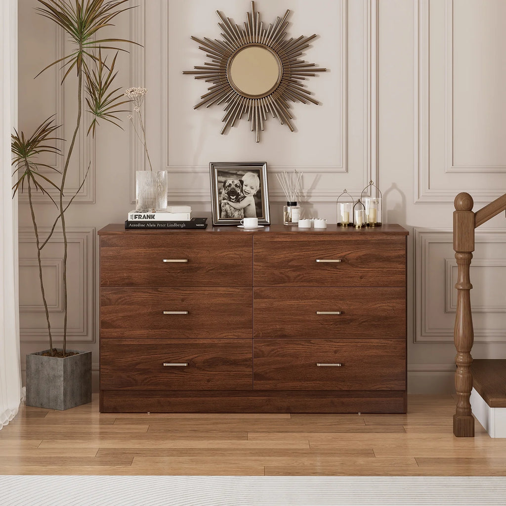 White 6 Drawer Wood Dresser H707