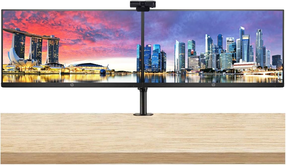 21.5 Inch FHD IPS LED-Backlit LCD Monitor 2-Pack with PW313 Full HD 1080p Webcam and Desk Mount Clamp Dual Monitor Stand H285425