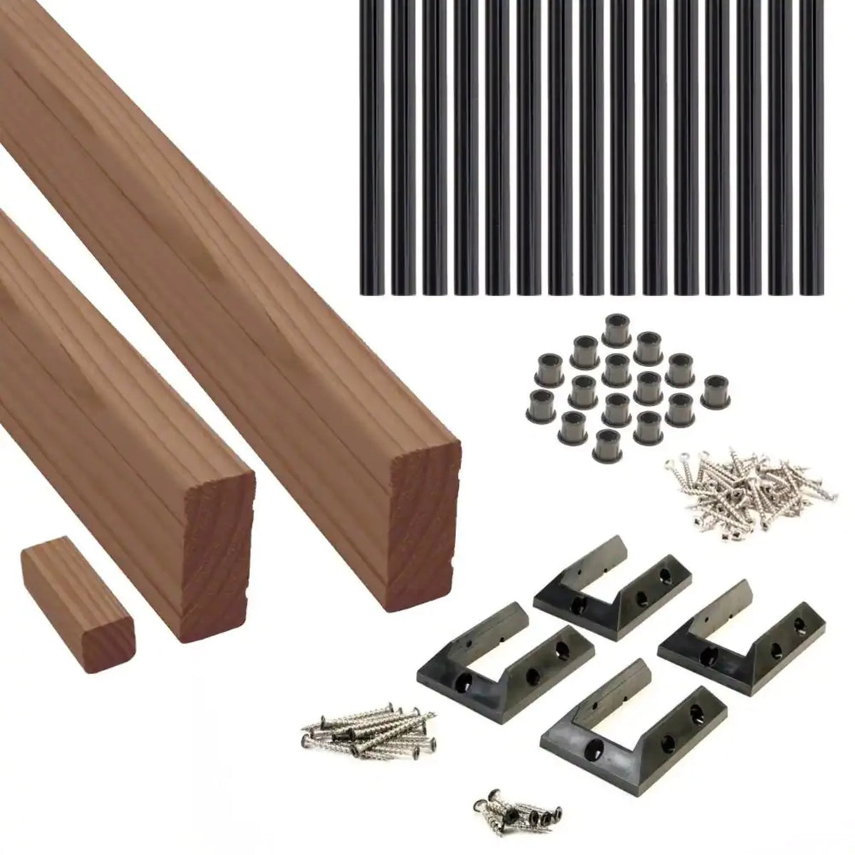 6 ft. Wood Railing Kit with Aluminum Round Balusters Z96159