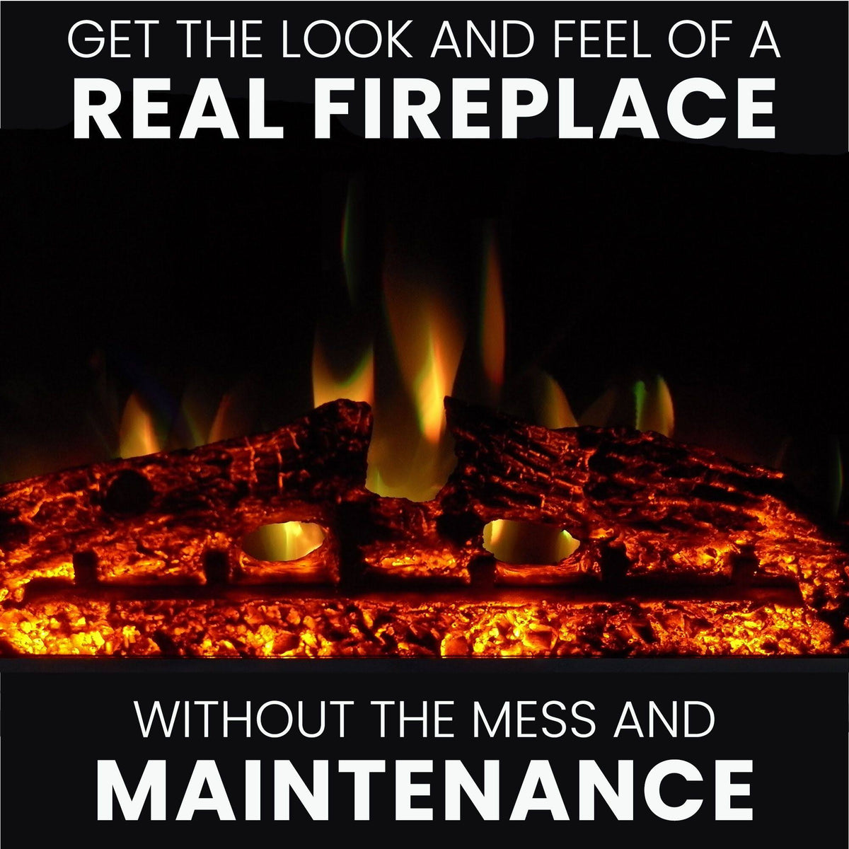 Mahogany Mid-Century Modern Electric Fireplace with Multi-Color Log Insert R6200
