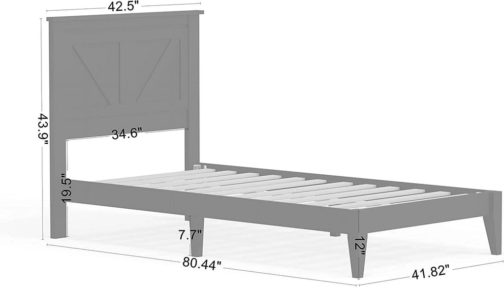 Solid Wood Platform Bed Twin Black W31587