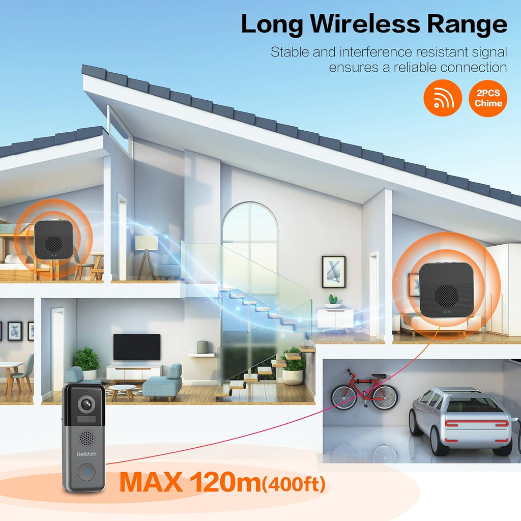 2K Wireless Video Doorbell Camera with Night Vision G297853