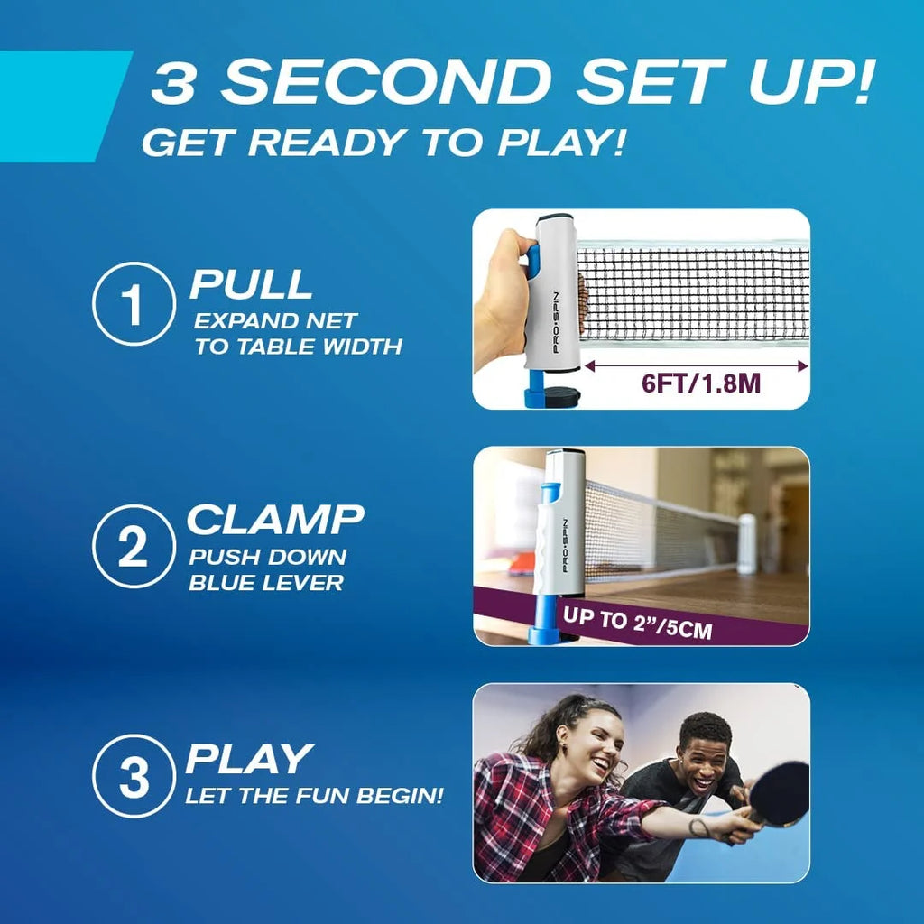 Portable Ping Pong Set with Retractable Net, Paddles F5562
