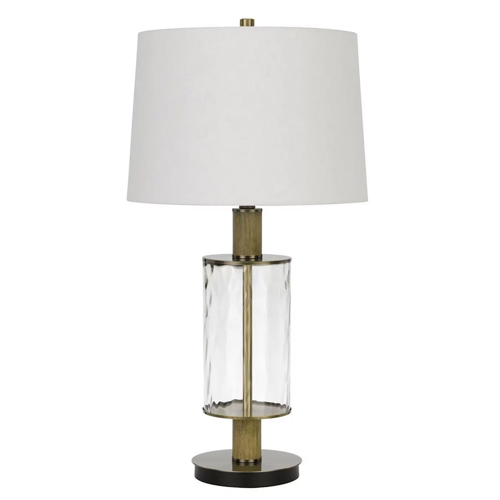 150W Glass Table Lamp with Wood Pole and Fabric Shade X63528