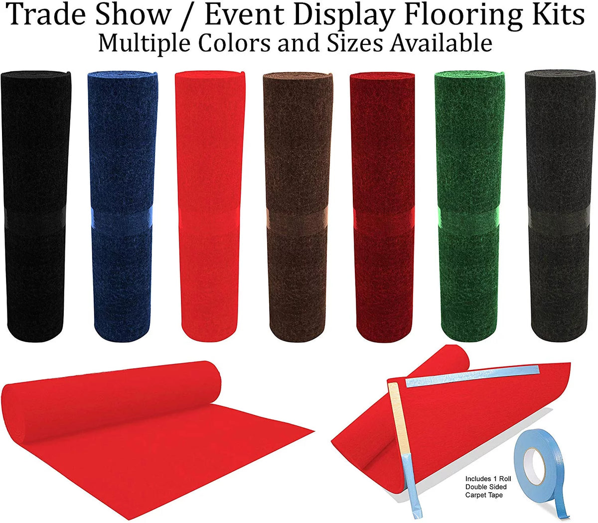 Trade Show Booth Display Flooring Carpet Rugs Set of 4 and Double Sided Carpet Tape A24935