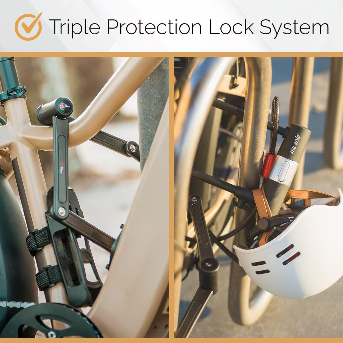 Heavy-Duty Hard Steel Folding Lock with U Lock and Cable M21503