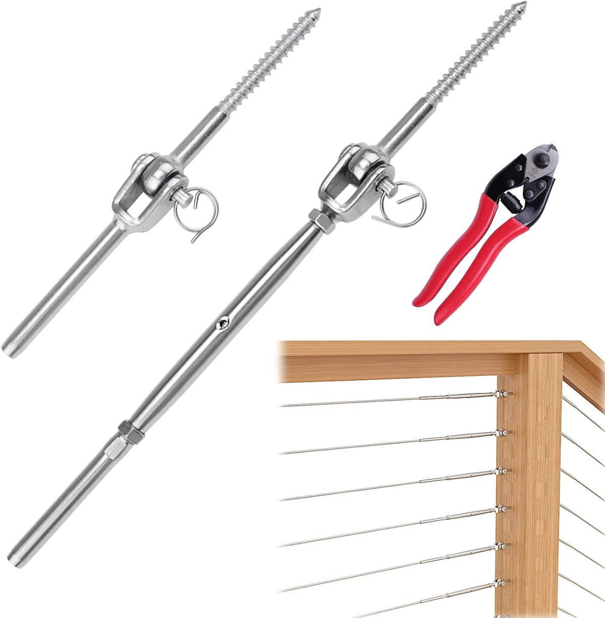 20 Set Cable Railing Kit 1/8 Swage Toggle Turnbuckle Hardware T316 Stainless Steel U74564