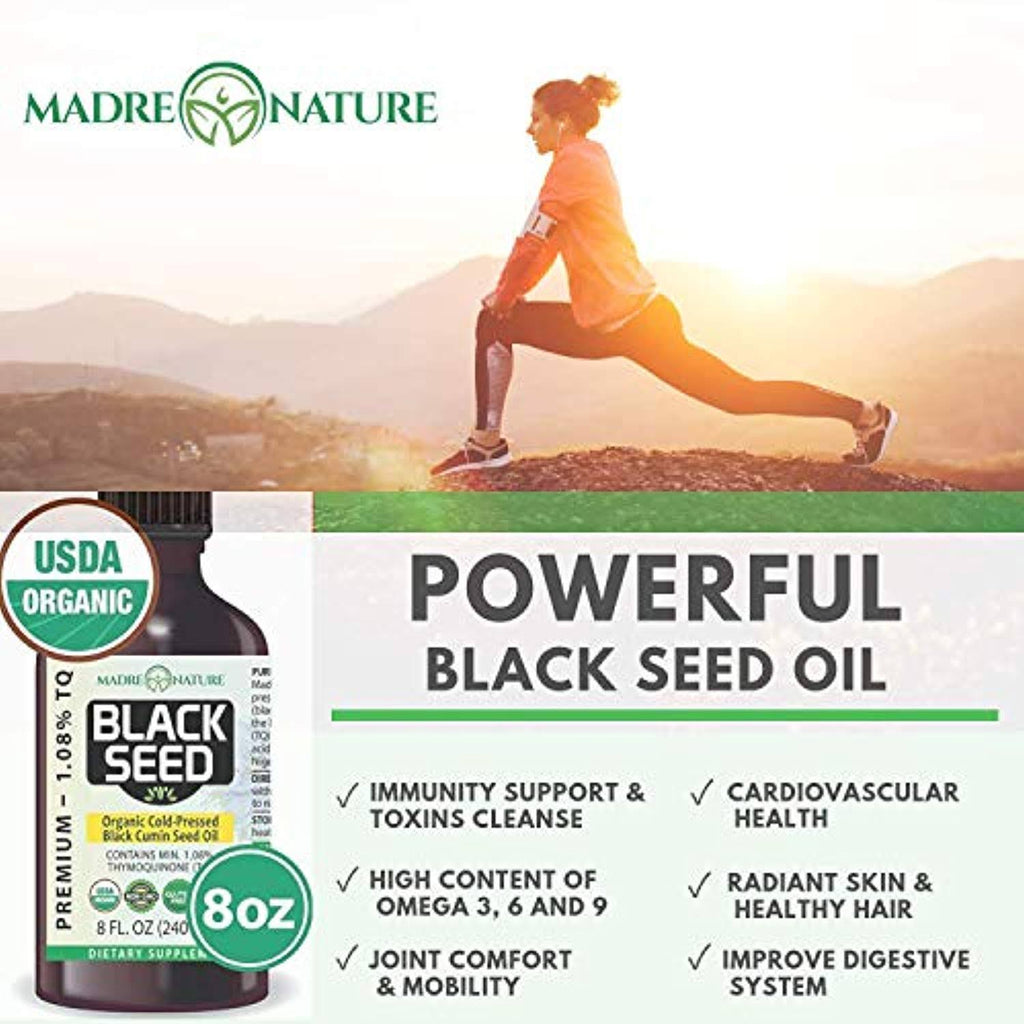 USDA Organic Black Seed Oil Glass Bottle 16 O C801073