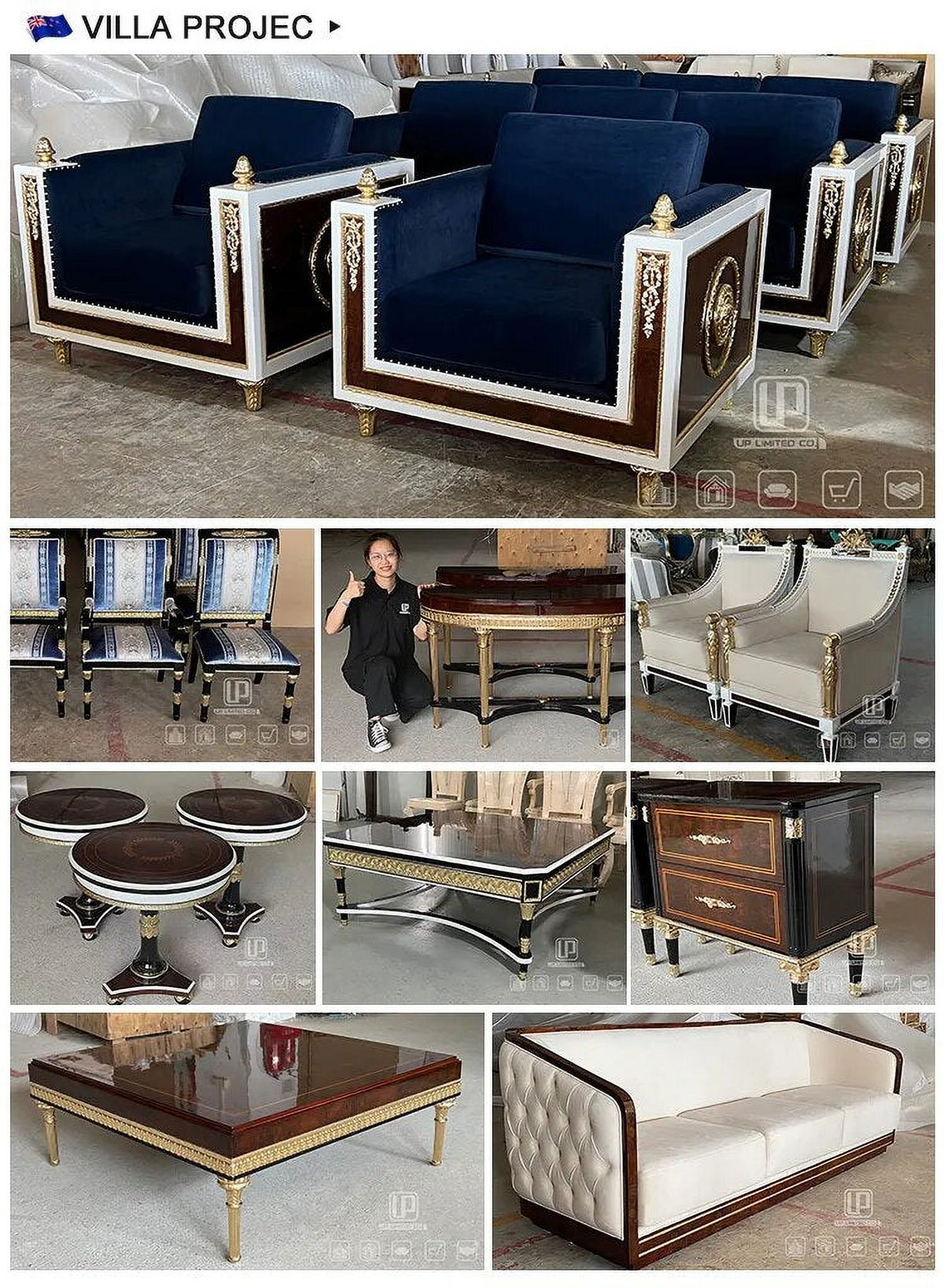 Golden Wooden Sofa Set H25027