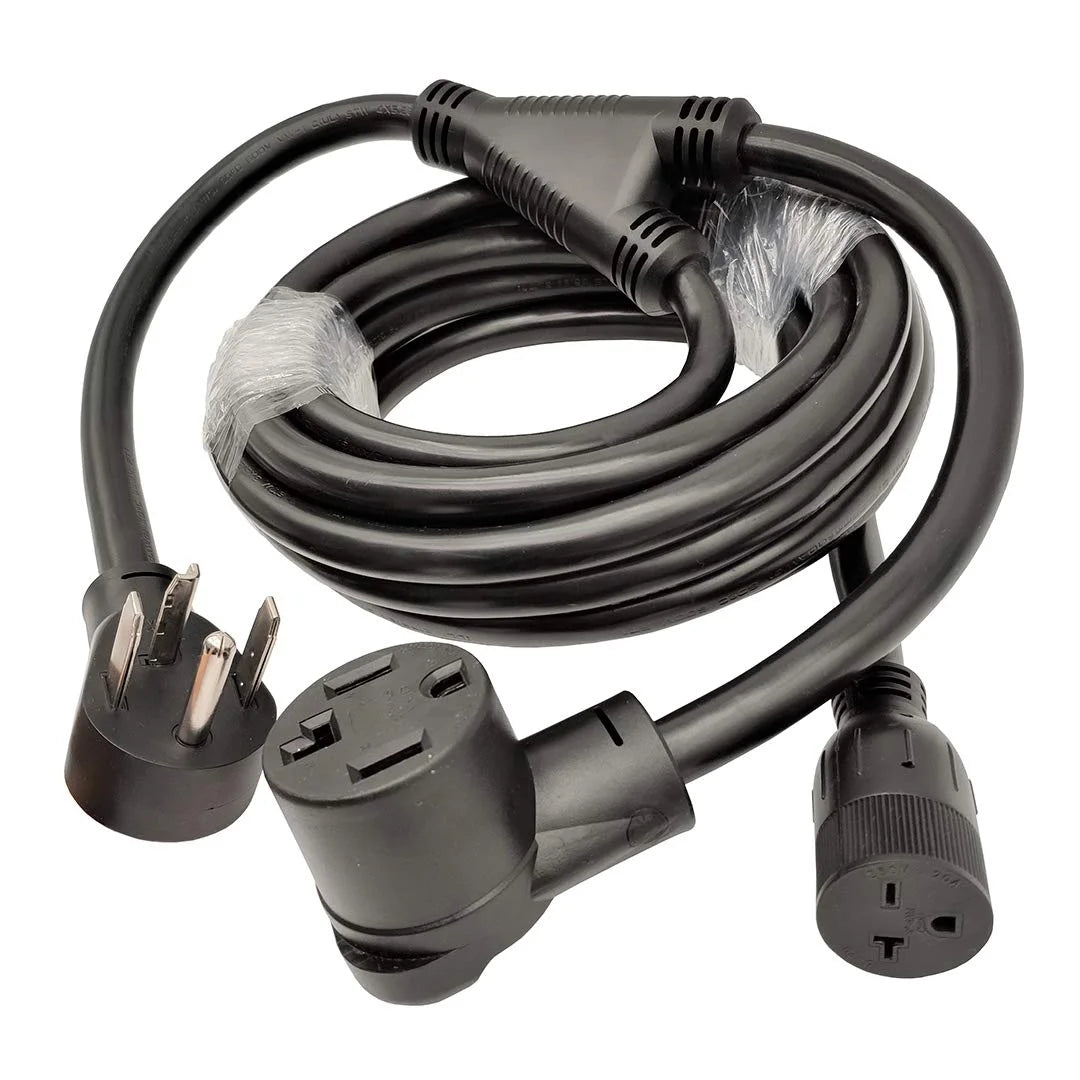 4-Prong Dryer Splitter, NEMA 14-30P Male Plug to 14-30R & 6-20R Female Receptacle, 20 Feet K7757