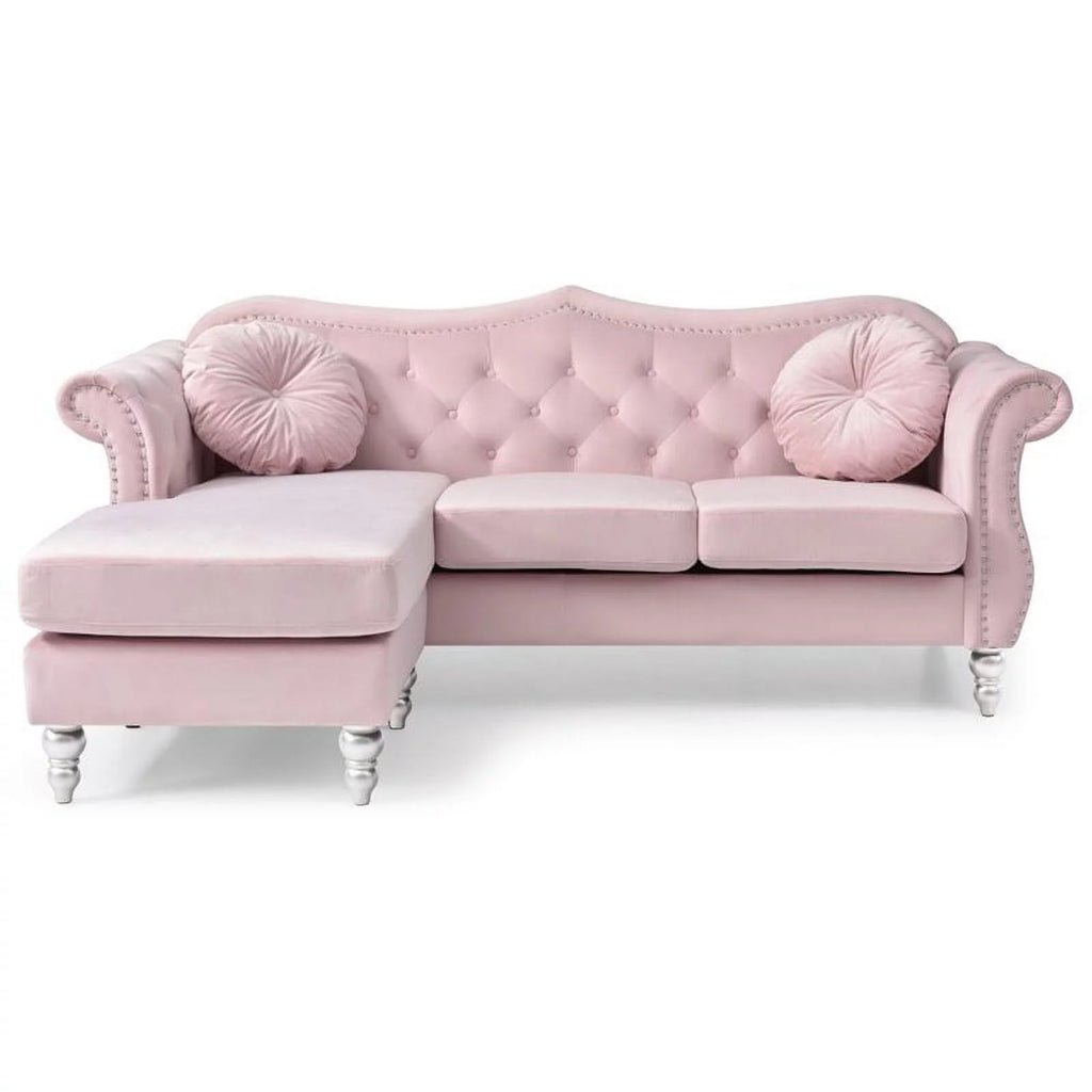 Pink Sofa Chaise and Chair E475