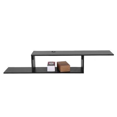 Asymmetrical Floating Wall Mounted TV Console 60 Inches MDF Black X94095