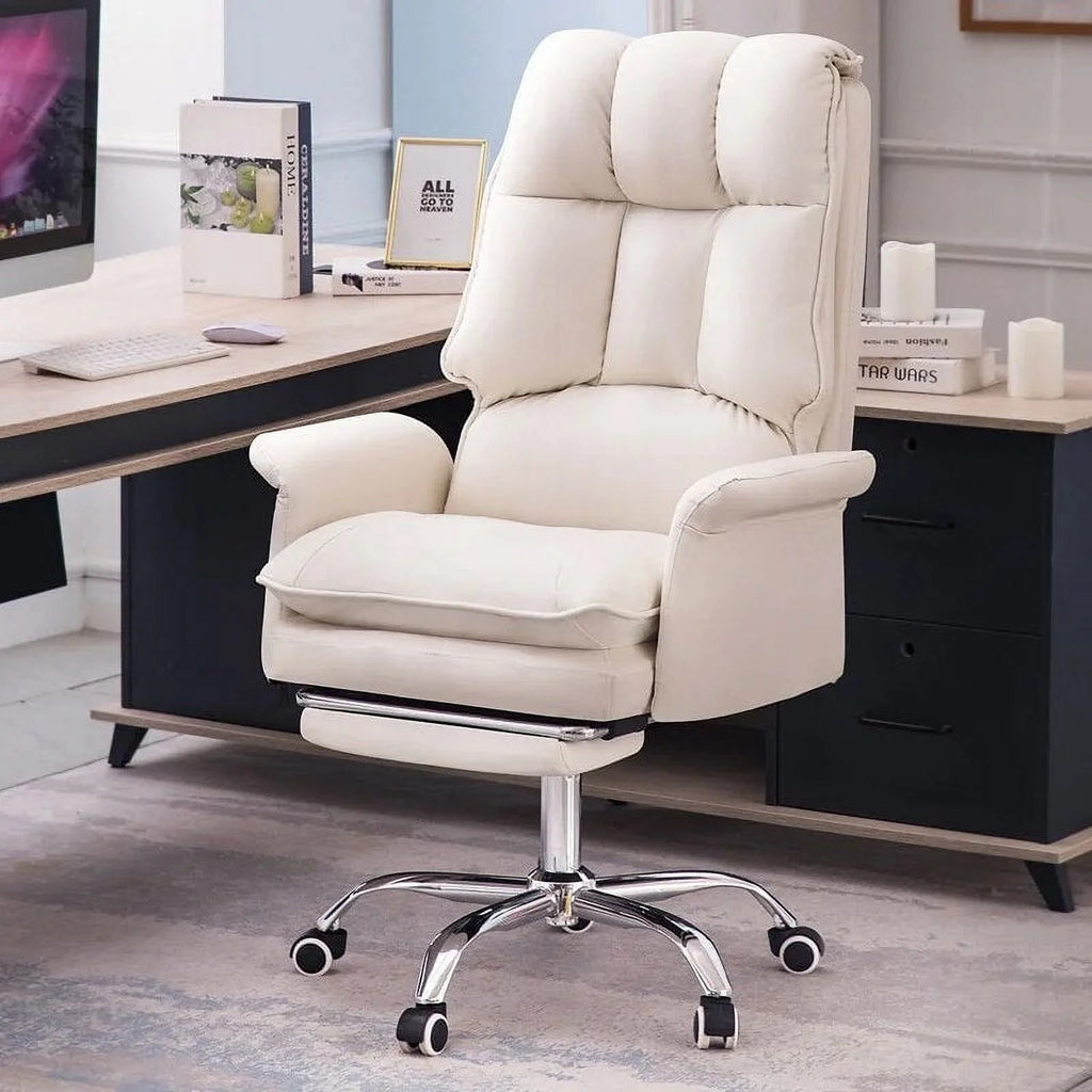 White Leather Gaming Chair L616