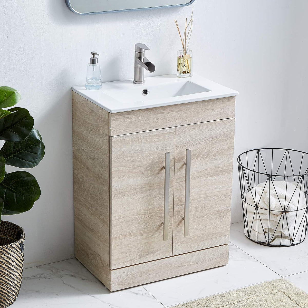 24 Inch Grey Wood Grain Bathroom Vanity with Sink R24212