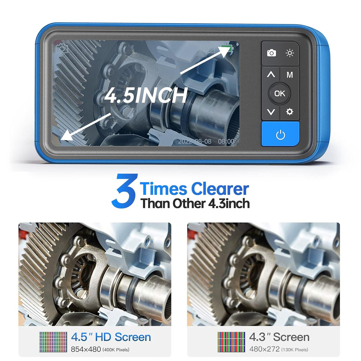 5.5mm Endoscope Borescope Inspection Camera with 4.5inch Screen Y5980