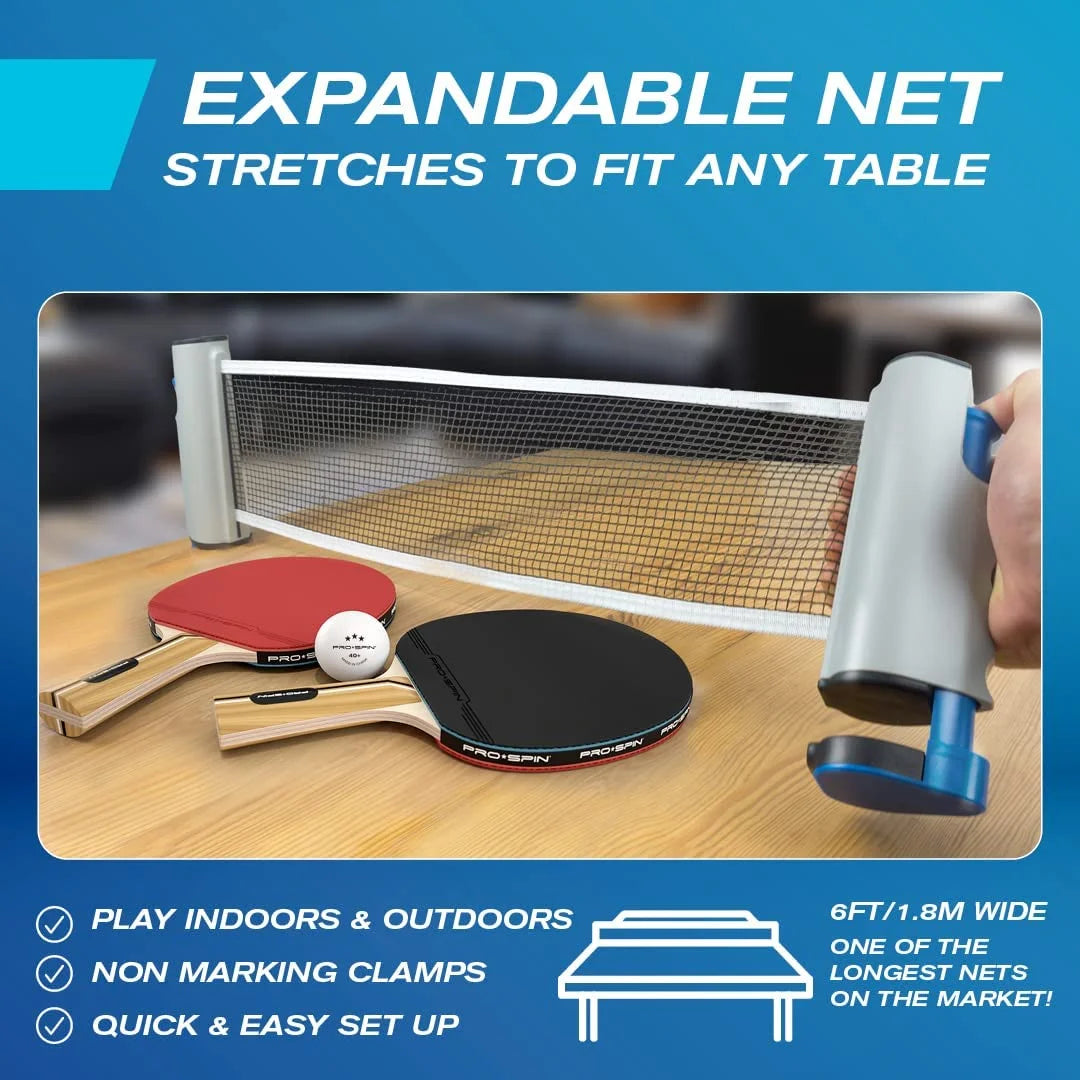 Portable Ping Pong Set with Retractable Net, Paddles F5562