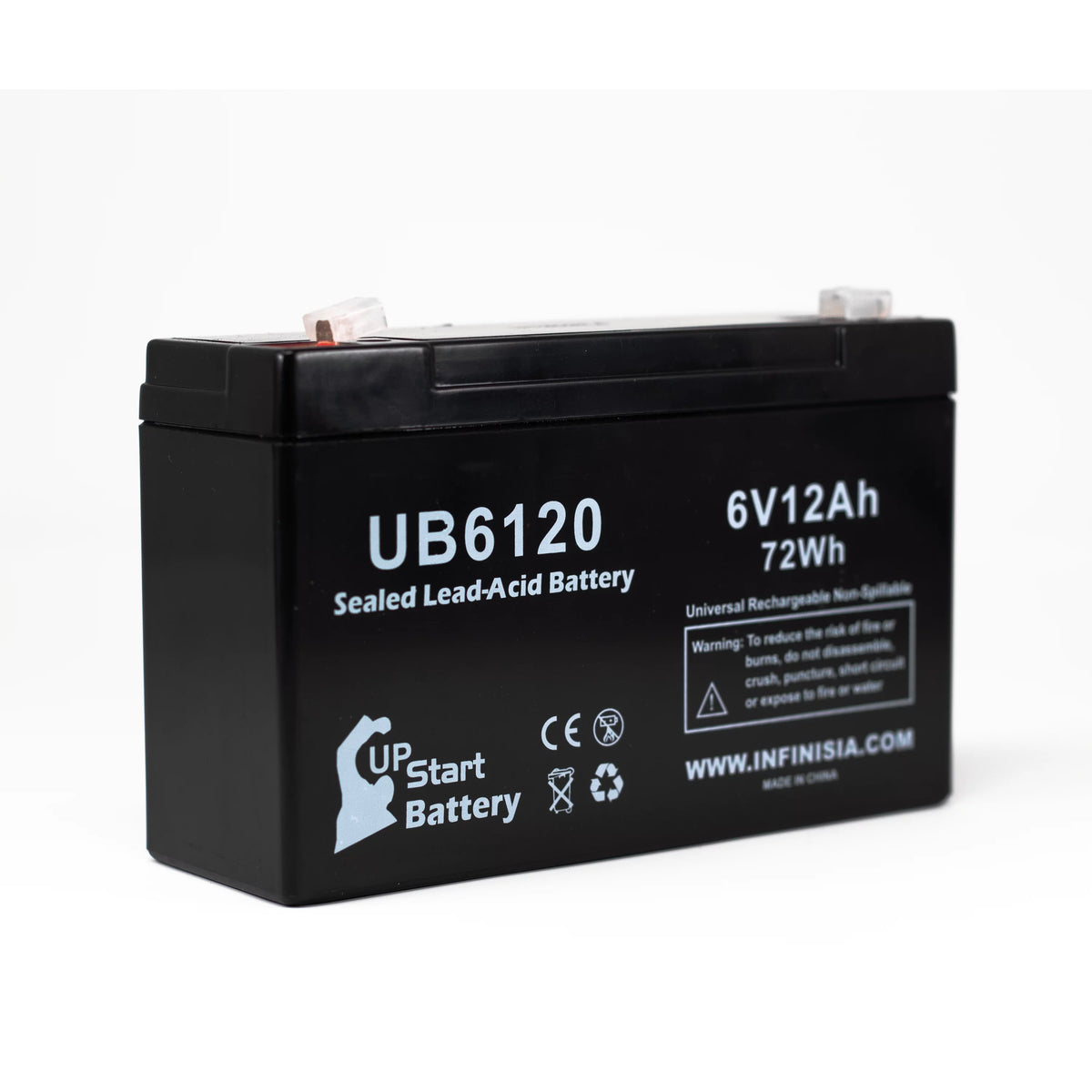 6V 12Ah Sealed Lead Acid Battery with F1 to F2 Terminal Adapters T479
