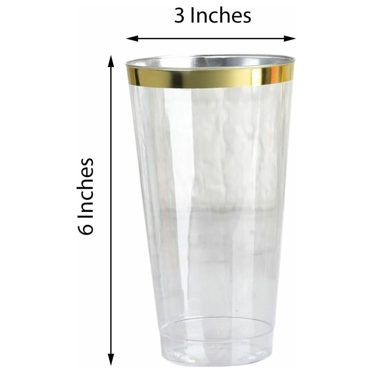 18 oz Clear with Gold Rim Plastic Cocktail Glasses W293