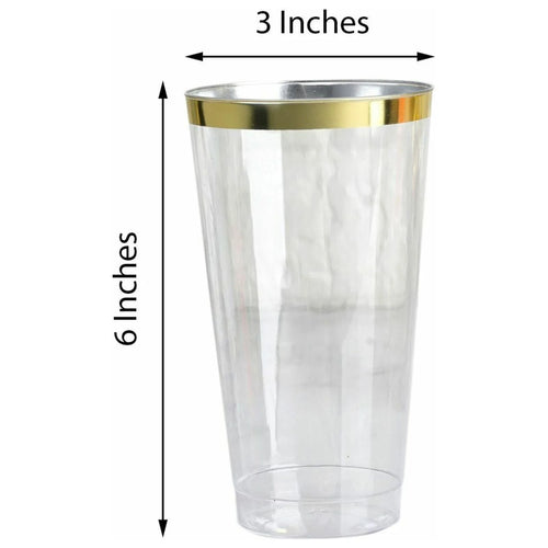 18 oz Clear with Gold Rim Plastic Cocktail Glasses W293