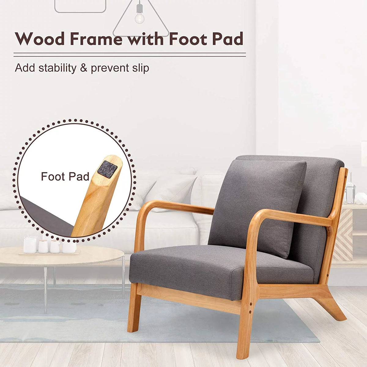 Gray Upholstered Accent Chair Set of 2 R319