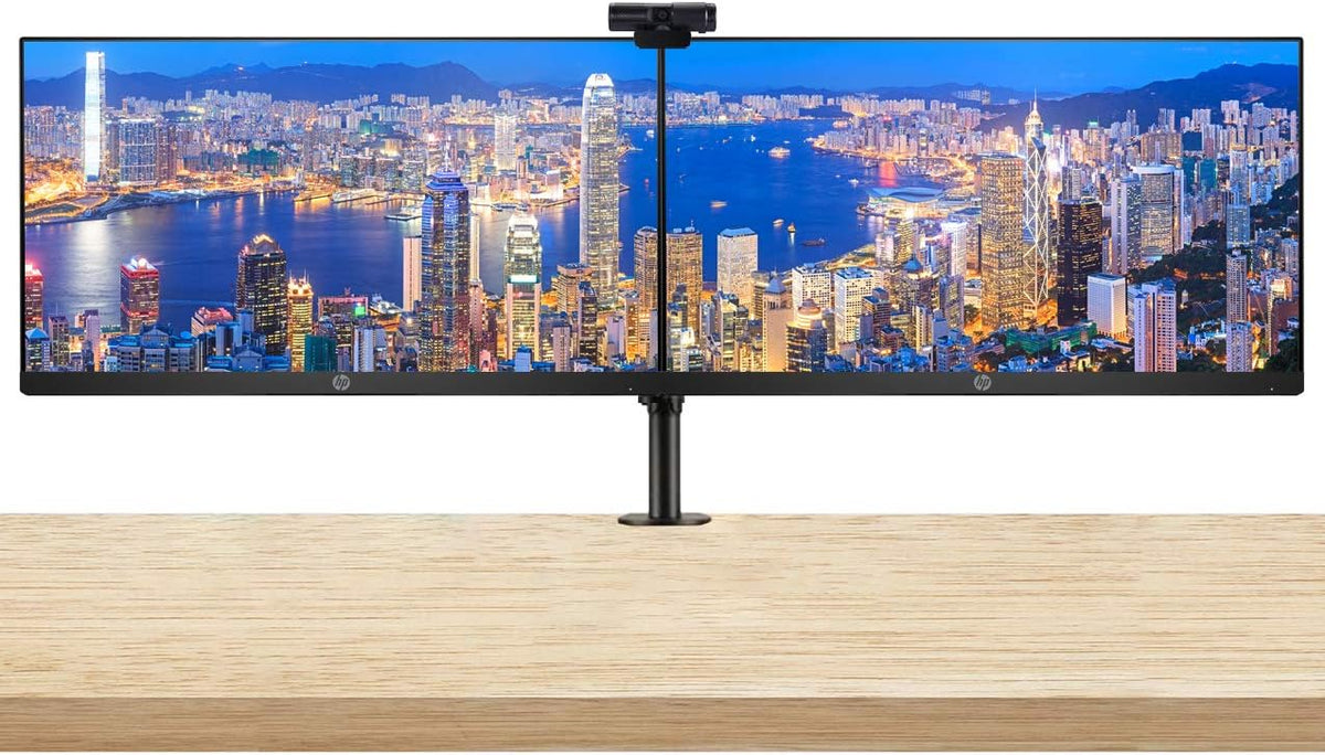 21.5 Inch FHD IPS LED-Backlit LCD Monitor 2-Pack with PW313 Full HD 1080p Webcam and Desk Mount Clamp Dual Monitor Stand H285425