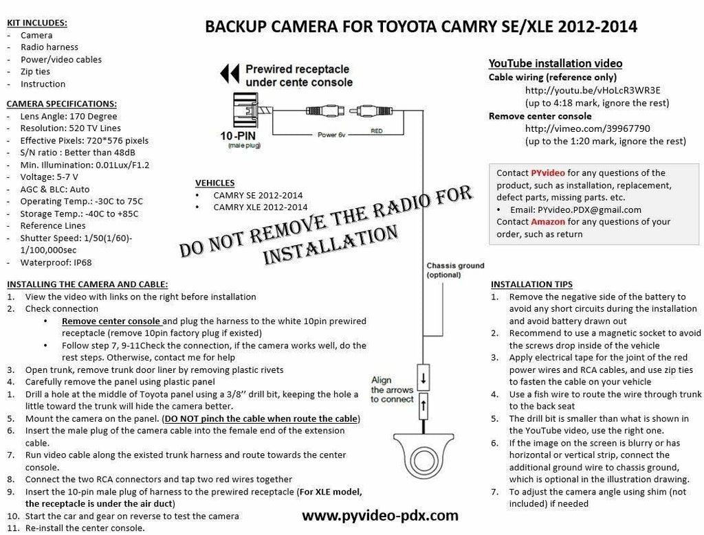 Integrated Backup Camera Kit for Factory Radio M585
