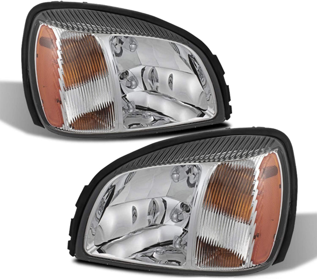 Chrome OE Style Headlights Pair with Amber Side Replacement M981154