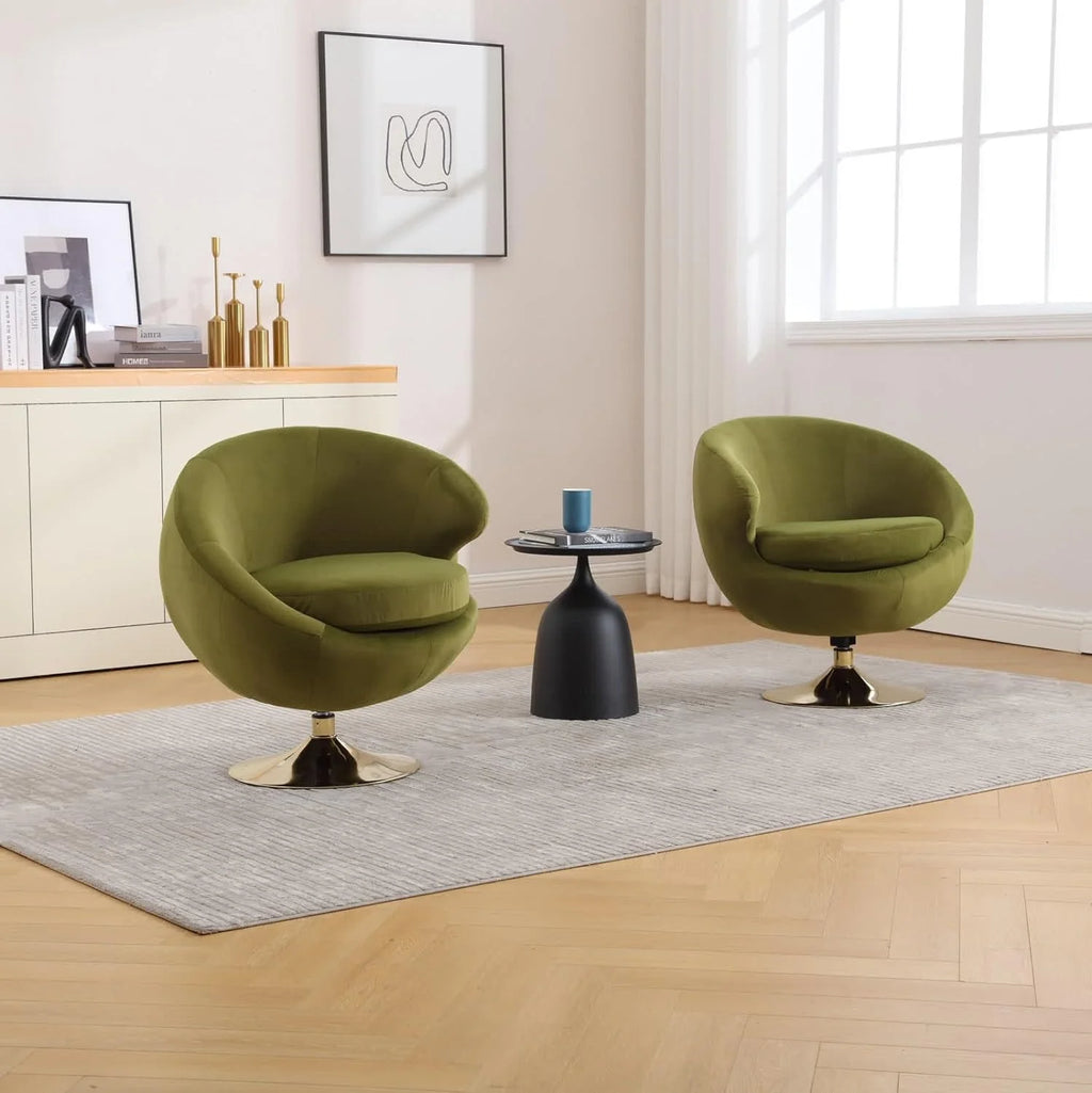 Green Velvet Swivel Barrel Chair J564
