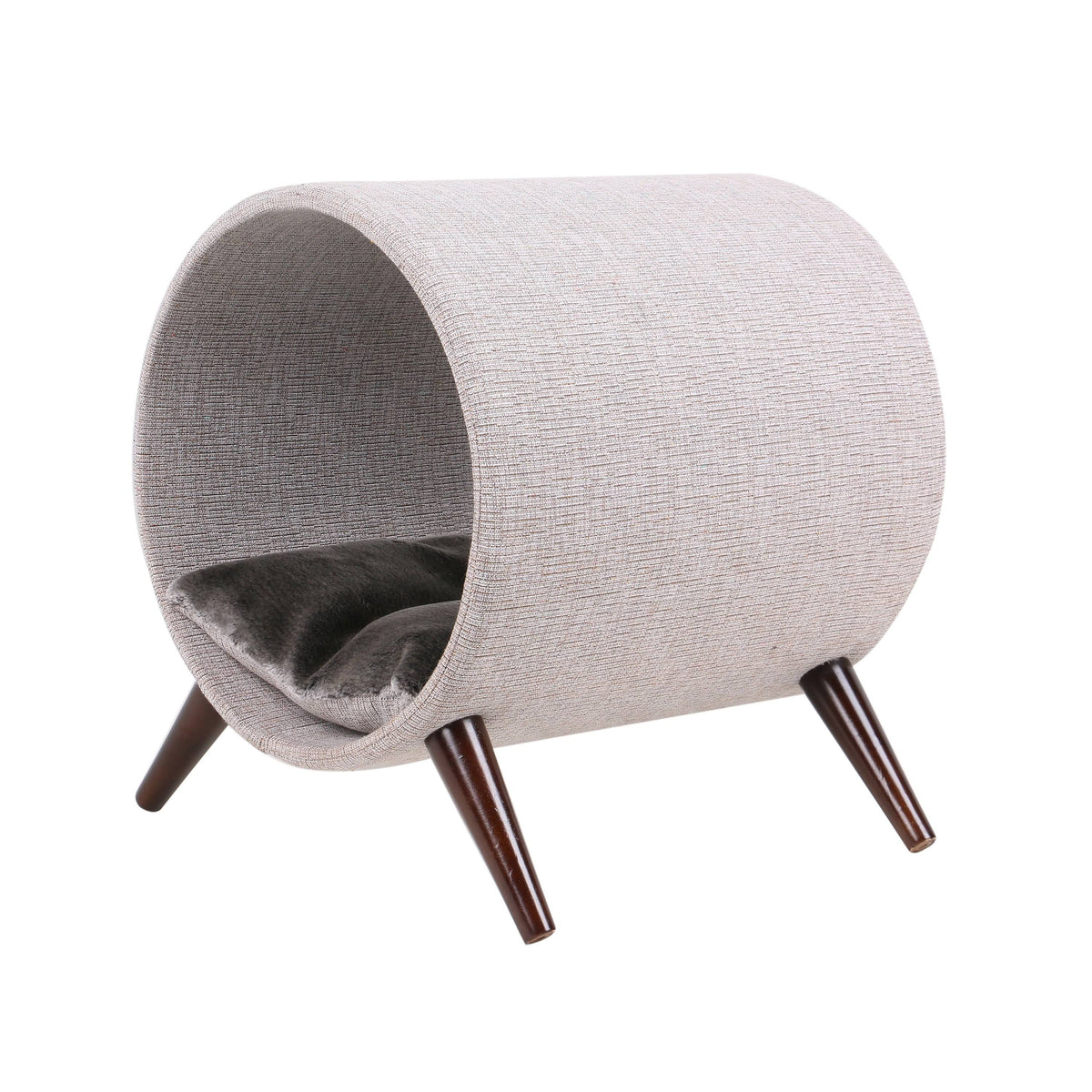 Grey and Brown Wooden Legs Cat Tunnel Bed 15 inch M855814