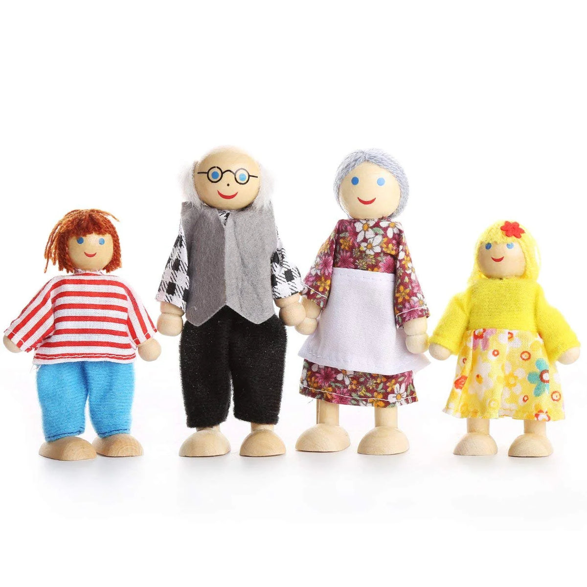 Wooden Dolls Family Playset Set of 7 Z26985