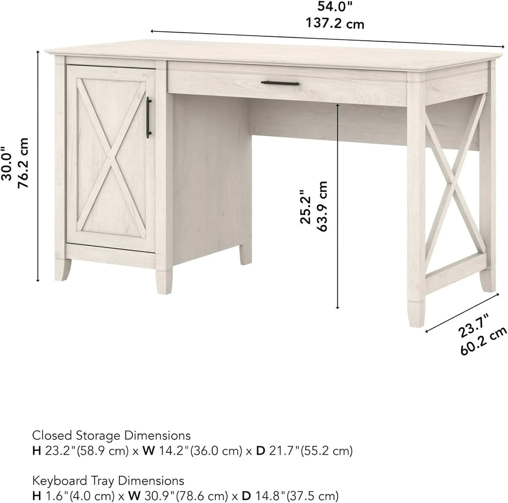 54W Linen White Oak Computer Desk with Storage L51534
