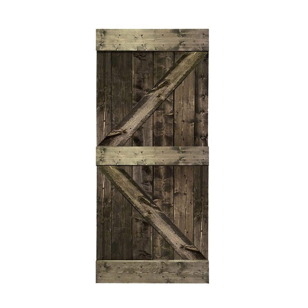 Solid Sage Green Stained Pine Wood Interior Sliding Barn Door Slab B660541