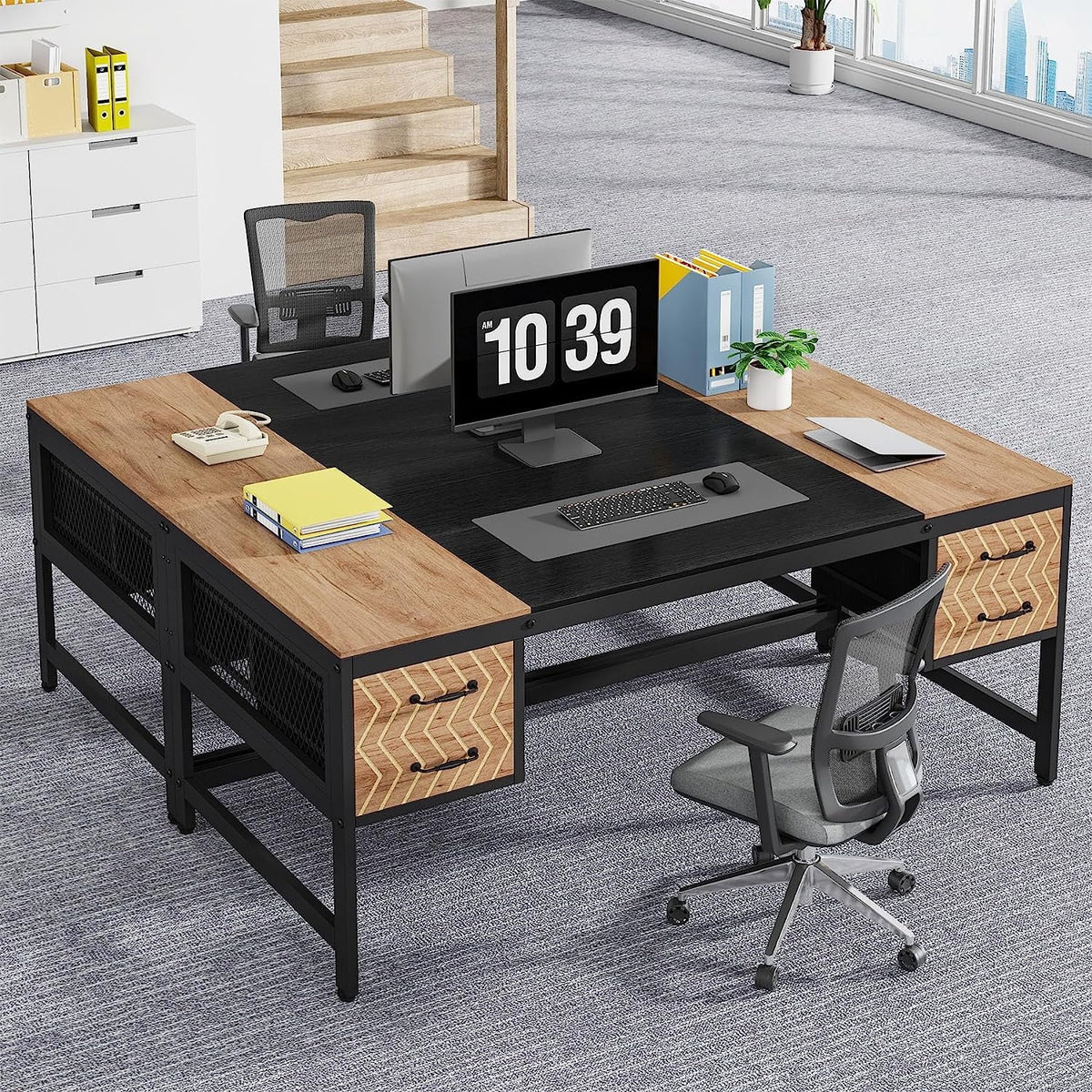 63 inch Computer Desk with 4 Drawers V374843