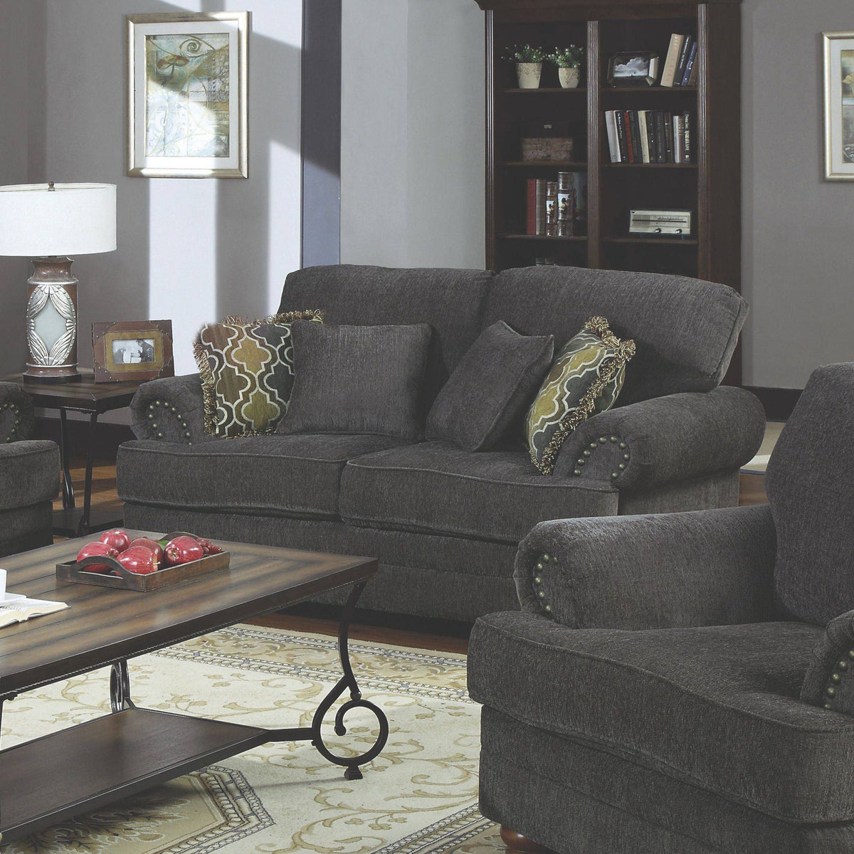 Smokey Grey Upholstered Loveseat V72183