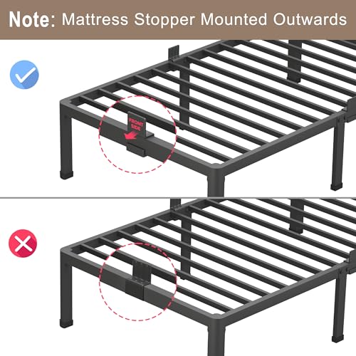 14 inch Full Size Bed Frame with Headboard Heavy Duty Steel Slats Q71197