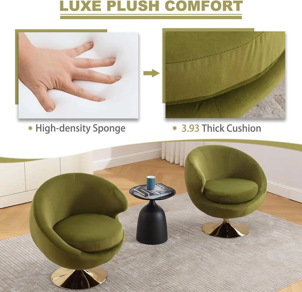 Green Velvet Swivel Barrel Chair J564